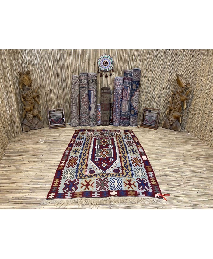 Handmade Turkish Kayseri Nomadic Original  Wool on Wool Kilim – FREE SHIPPING..!